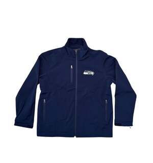 NFL Seattle Seahawks Soft Shell Jacket Men's L Navy Blue Fleece Lined Full Zip